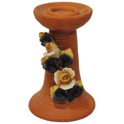 Κηροπήγιο κεραμικό Λουλούδι καφέ 8.5x13εκ Pol 5112143