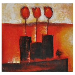 Πίνακας σε καμβά Τουλίπες κόκκινο-μπεζ 40x40εκ Pol 5112151