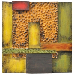 Διακοσμητικό τοίχου μεταλλικό πράσινο-καφέ 36x36εκ Pol 132/19