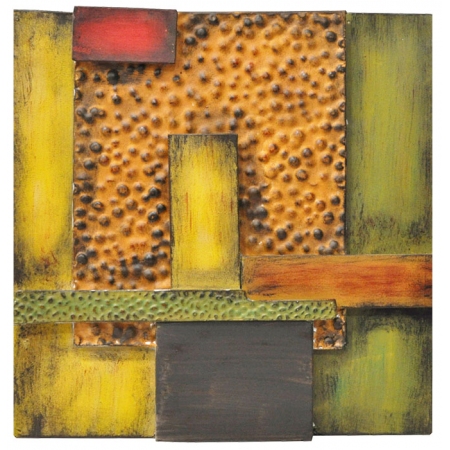 Διακοσμητικό τοίχου μεταλλικό πράσινο-καφέ 36x36εκ Pol 132/19