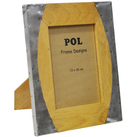 Κορνίζα ξύλινη-μεταλλική natural-ασημί 13x18εκ Pol 81/10