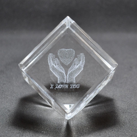 Διακοσμητικό κρυστάλλινο I love you 5x5x5εκ Pol 5112183