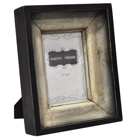 Κορνίζα ξύλινη αντικέ γκρι-μαύρο 10x15εκ Pol 115/28