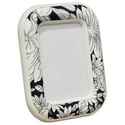 Κορνίζα πλαστική-υφασμάτινη Λουλούδια λευκό-μαύρο 9x13εκ Pol 62/43