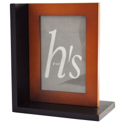 Κορνίζα-Βιβλιοστάτης ξύλινο καφέ-μαύρο 16.5x11x17.5εκ Pol 36/26