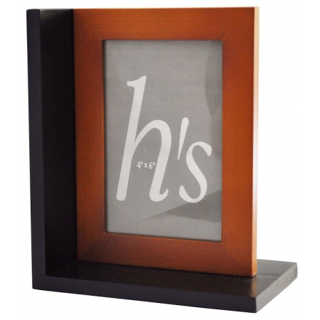 Κορνίζα-Βιβλιοστάτης ξύλινο καφέ-μαύρο 16.5x11x17.5εκ Pol 36/26