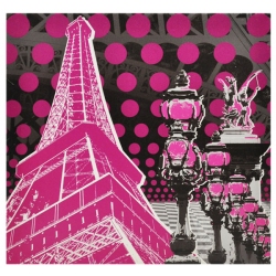 Πίνακας σε καμβά printed Eiffel tower φούξια 40x40εκ Inart 3-90-709-0066