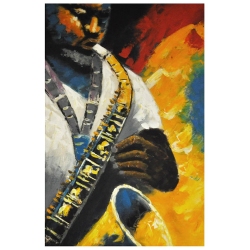 Πίνακας σε καμβά Μουσικός κίτρινο-κόκκινο 60x90εκ Inart 3-90-775-0042