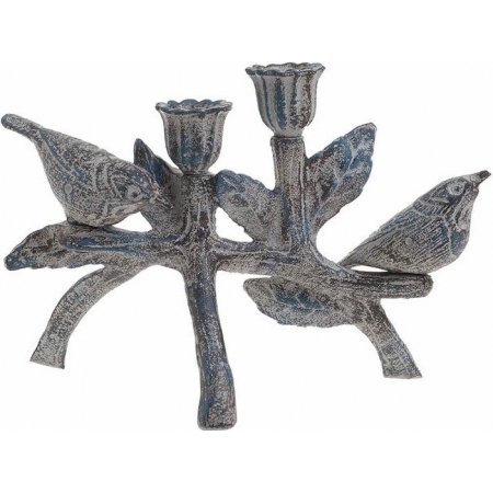 Κηροπήγιο μεταλλικό 26εκ μπλέ-γκρί 3-70-798-0225