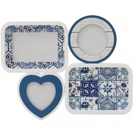 Πολυκορνίζα τοίχου 4 θέσεων 38εκ λευκή/μπλε  6-30-970-0004