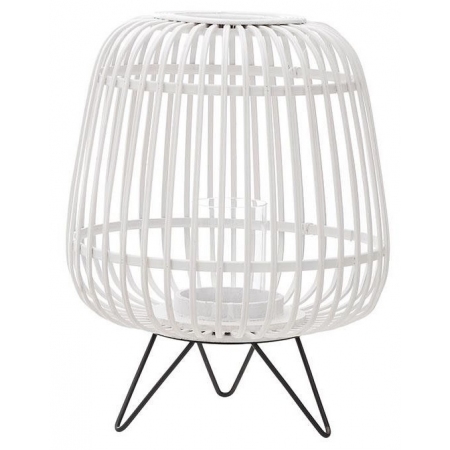 Φανάρι ξυλινο λευκό 37εκ Inart 3-70-141-0006