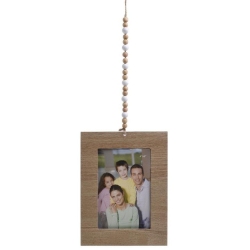 Κορνίζα κρεμαστή ξύλινη με χάντρες natural 10x15εκ Inart 3-30-970-0001