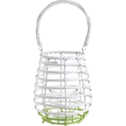 Φανάρι ξύλινο λευκό/πράσινο 22εκ Inart 3-70-801-0016