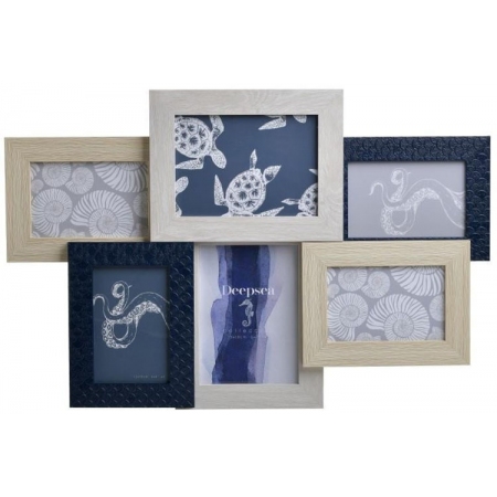 Πολυκορνίζα 6 θέσεων μπλε-εκρού 60x38εκ Inart 3-30-202-0071