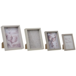 Κορνίζες σετ 4 τεμαχίων μπεζ-γκρι Inart 3-30-202-0073