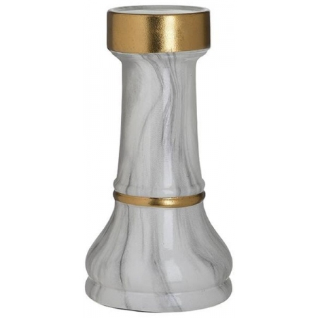 Πιόνι σκακιού κεραμικό λευκό-χρυσό 19εκ Inart 3-70-902-0157