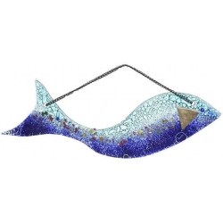 Διακοσμητικό τοίχου γυάλινο Ψάρι μπλε 35εκ Inart 3-70-344-0027