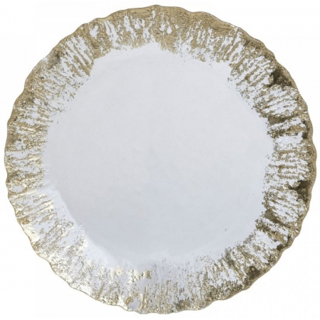 Πιατέλα γυάλινη διάφανο-χρυσό 28εκ Click 6-60-185-0008