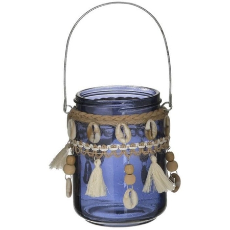 Φανάρι γυάλινο μπλε 11εκ Inart 4-70-686-0009