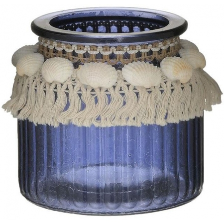 Βάζο γυάλινο μπλε 12εκ Inart 4-70-686-0010