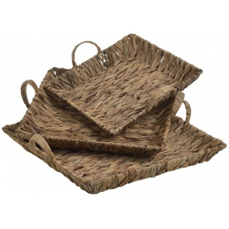 Δίσκοι ψάθινοι σετ 3 τεμαχίων natural Inart 3-70-146-0454