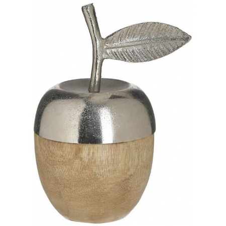 Μήλο διακοσμητικό ξύλινο-μεταλλικό natural-ασημί 17εκ Inart 3-70-985-0034