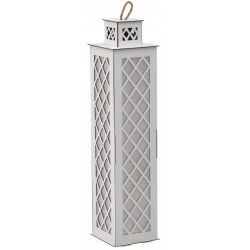 Φανάρι με φως ξύλινο λευκό 22x22x93εκ Click 6-70-131-0002