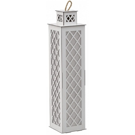 Φανάρι με φως ξύλινο λευκό 22x22x93εκ Click 6-70-131-0002