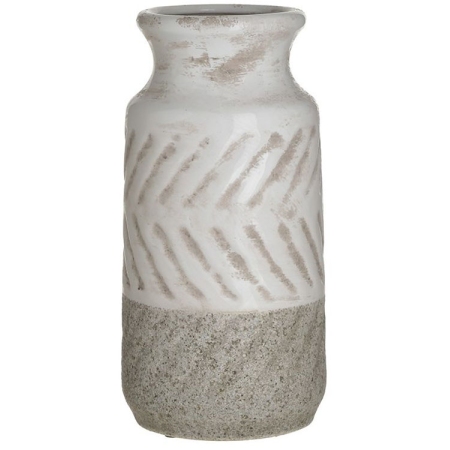 Βάζο κεραμικό αντικέ λευκό-μπεζ 14x29εκ Inart 3-70-685-0266