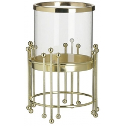 Κηροπήγιο μεταλλικό-γυάλινο χρυσό 12x20εκ Inart 3-70-788-0093