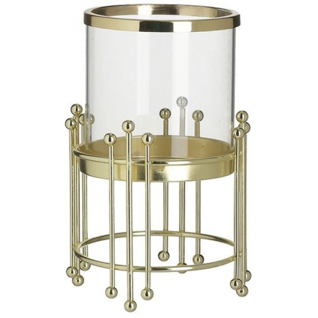 Κηροπήγιο μεταλλικό-γυάλινο χρυσό 12x20εκ Inart 3-70-788-0093