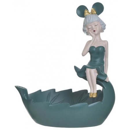 Μπωλ διακοσμητικό πολυρεσίνης Κοπέλα πράσινο 23x16x29εκ Click 6-70-151-0174