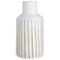 Βάζο διακοσμητικό ξύλινο λευκό-natural 17x33εκ Inart 3-70-804-0066