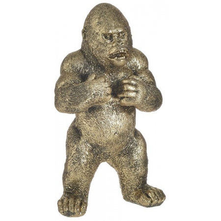 Φιγούρα διακοσμητική πολυρεσίνης Γορίλας χρυσό 12x10x21εκ Inart 3-70-146-0437
