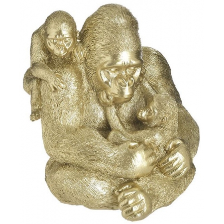Φιγούρα διακοσμητική πολυρεσίνης Γορίλας χρυσό 18x18x23εκ Inart 3-70-146-0442