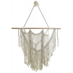 Διασκοσμητικό τοίχου υφασμάτινο-ξύλινο Μακραμέ εκρού 100x5x140εκ Inart 3-70-283-0015