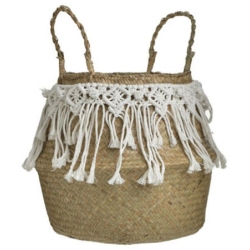 Καλάθι ψάθινο αναδιπλούμενο natural-εκρού 35x30εκ Inart 3-70-283-0016