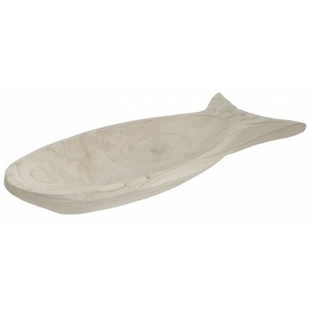Πιατέλα διακοσμητική ξύλινη Ψάρι natural 33x15x4εκ Inart 3-70-804-0053
