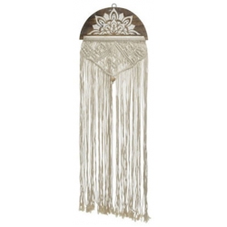 Διασκοσμητικό τοίχου υφασμάτινο-ξύλινο Μακραμέ εκρού 29x2x82εκ Inart 3-70-840-0010