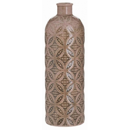 Βάζο κεραμικό αντικέ ροζ-καφέ 10x30εκ Inart 3-70-755-0084