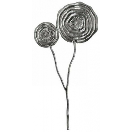 Διακοσμητικό τοίχου μεταλλικό Λουλούδια ασημί 36x2x74εκ Inart 3-70-115-0029