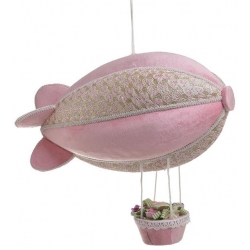 Διακοσμητικό κρεμαστό υφασμάτινο Αερόστατο ροζ 41x22x35εκ Inart 3-70-530-0057