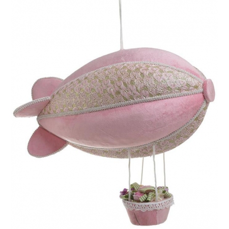 Διακοσμητικό κρεμαστό υφασμάτινο Αερόστατο ροζ 41x22x35εκ Inart 3-70-530-0057
