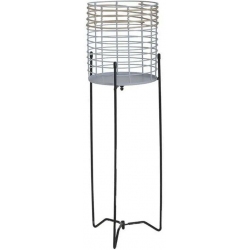 Κηροπήγιο-κασπώ μεταλλικό-ξύλινο natural-λευκό 19x47.5εκ Inart 3-70-739-0065