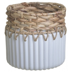 Βάζο κεραμικό-ψάθινο λευκό-natural 18x17εκ Inart 3-70-739-0129