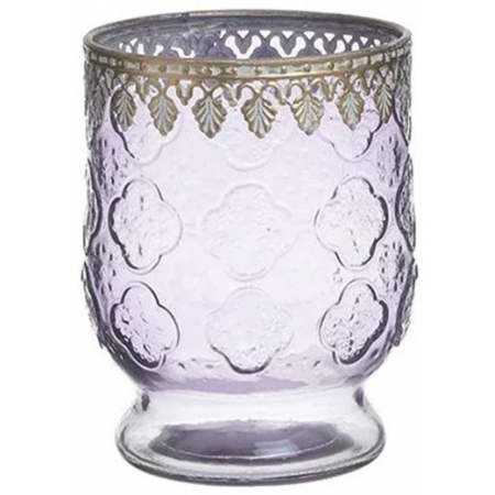 Κηροπήγιο γυάλινο μωβ 10.5x14εκ Inart 3-70-912-0218