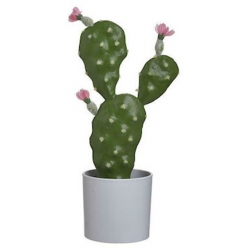 Φυτό διακοσμητικό σε γλαστράκι Κάκτος πράσινο-λευκό 16x10x34εκ Inart 3-85-311-0014