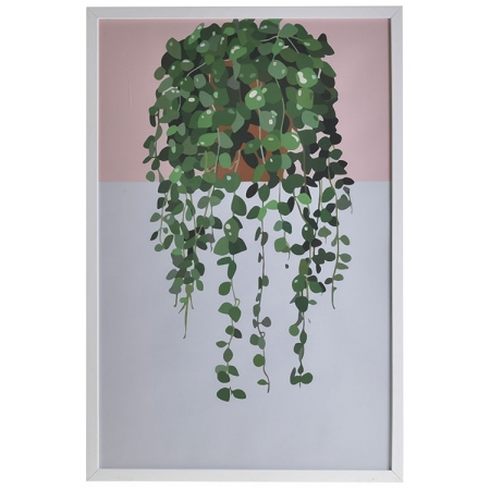 Πίνακας σε κάδρο printed Φυτό ροζ-πράσινο 40x60εκ Inart 3-90-763-0110