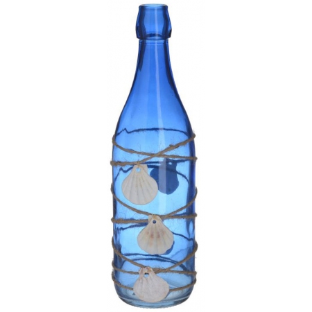 Μπουκάλι γυάλινο μπλε 9x32εκ Inart 4-70-342-0003