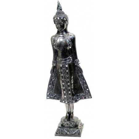 Βούδας διακοσμητικός πολυρεσίνης ασημί 15x10x45εκ Inart 3-75-236-0150